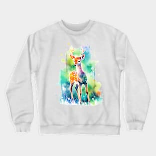 baby  deer  watercolor Crewneck Sweatshirt